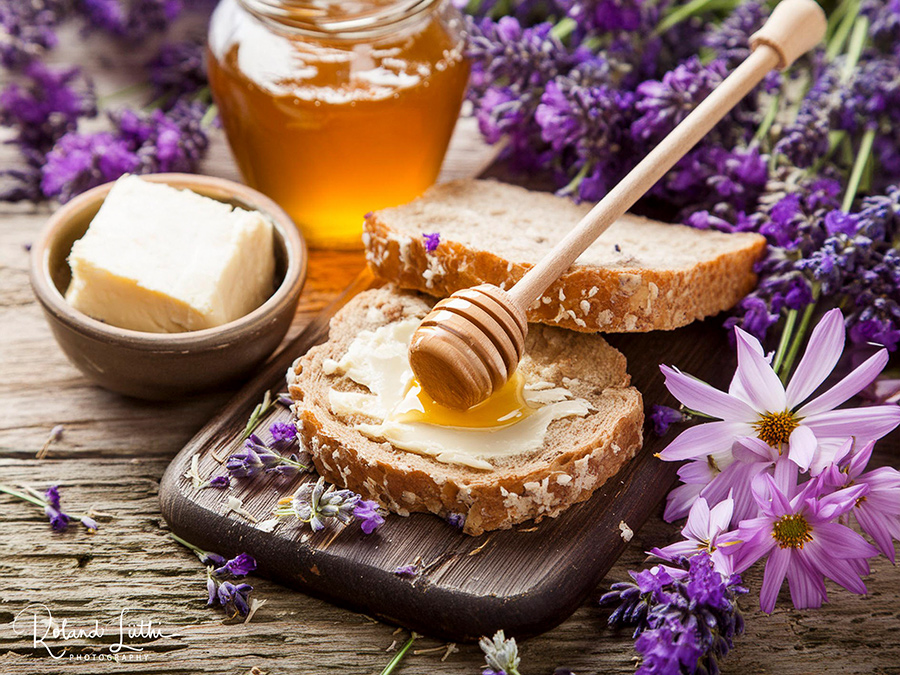 Still Life bread butter and honey
